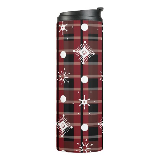 Schneeflocken Buffalo Pattern Urlaub Thermosbecher (Nach links gedreht)