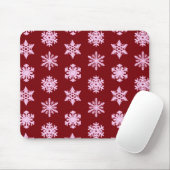 Schneeflocken - Burgunder Wein und Rosa Mousepad (Mit Mouse)