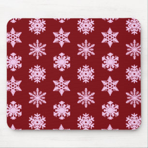 Schneeflocken - Burgunder Wein und Rosa Mousepad
