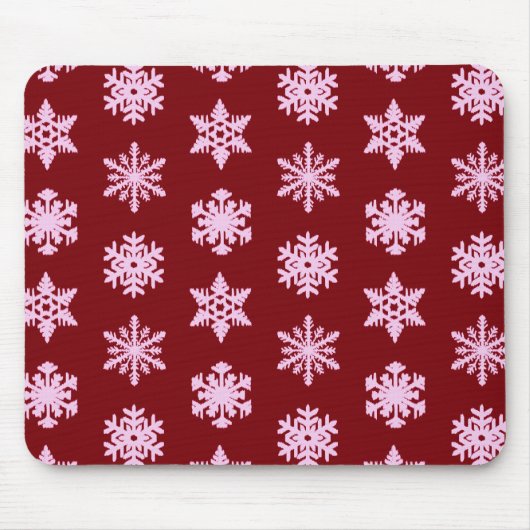 Schneeflocken - Burgunder Wein und Rosa Mousepad (Vorne)
