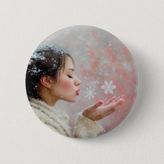 Schneeflocken Button (Vorderseite)