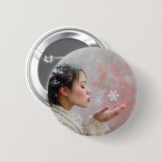 Schneeflocken Button (Vorne & Hinten)