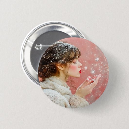 Schneeflocken Button (Vorne & Hinten)