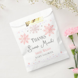 Schneeflocken Dank Schnee Muße Babydusche Rosa Geschenktütchen