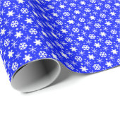 Schneeflocken Dark Blue Geschenkpapier (Rolleneckpunkt)