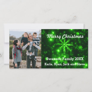 Schneeflocken Deep Green Background Foto Card Feiertagskarte