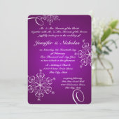 Schneeflocken der Liebe Winterhochzeit Lila Einladung (Stehend Vorderseite)