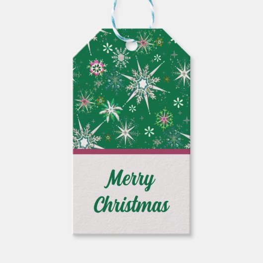 Schneeflocken des mittleren Jahrhunderts im Überfl Geschenkanhänger (Vorderseite)