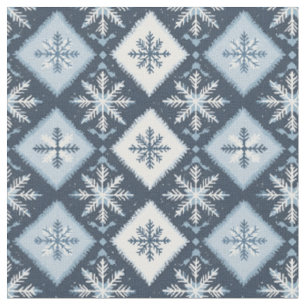 Schneeflocken & Diamanten in Blau und Weiß Stoff