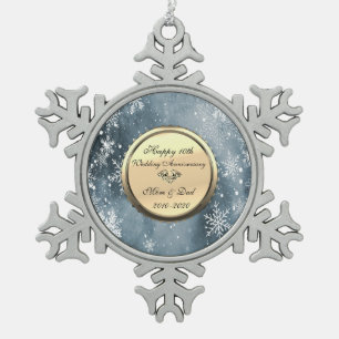 Schneeflocken Diamantene Hochzeit 10 Jahre Ehejub Zinn-Ornament