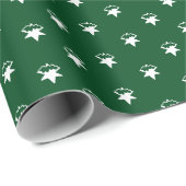 Schneeflocken Dunkelgrüne weiße Stars Winterurlaub Geschenkpapier (Rolleneckpunkt)
