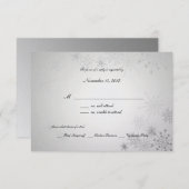 Schneeflocken Edelsteine/ Silber RSVP Karte (Vorne/Hinten)