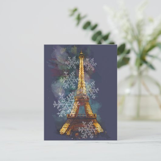 Schneeflocken Eiffelturm Paris Winter Weihnachten (Stehend Vorderseite)