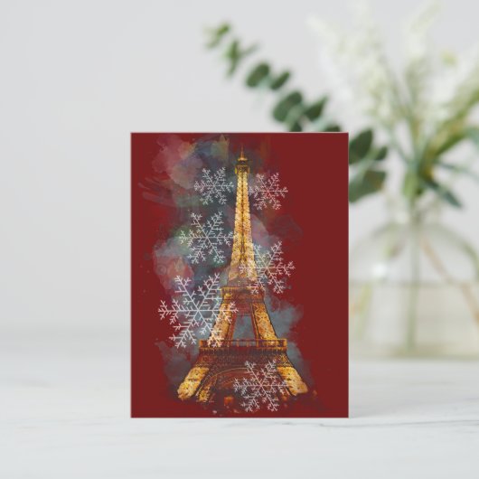 Schneeflocken Eiffelturm Paris Winter Weihnachten (Stehend Vorderseite)