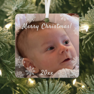 Schneeflocken Ein Foto Weihnachten Personalisiert  Ornament Aus Metall