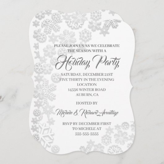 Schneeflocken Einladung (Vorne/Hinten)