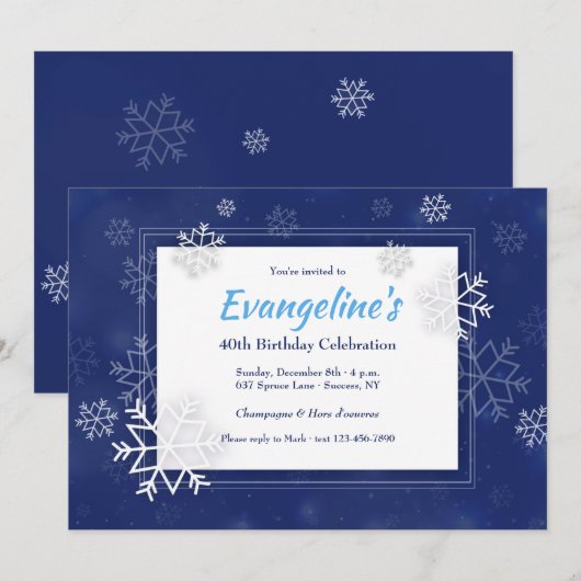 Schneeflocken-Einladung Einladung (Vorne/Hinten)