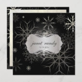 Schneeflocken, Einladungen für Winterhochzeiten (Vorne/Hinten)