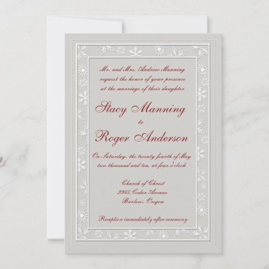 Schneeflocken - Einladungen zum Hochzeitstag (Vorderseite)