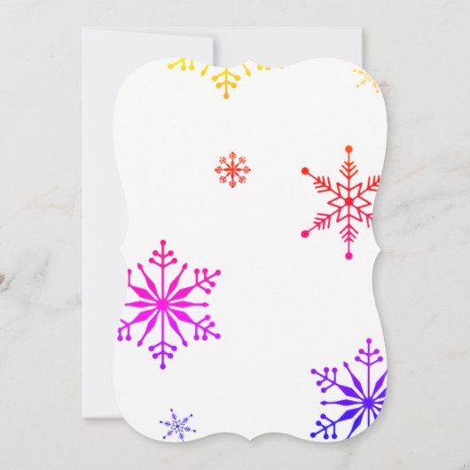 Schneeflocken Einzigartige farbenfrohe Muster Weiß Einladung (Rückseite)