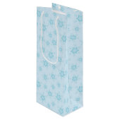 Schneeflocken, Eisblau, Eisschneeflocken, Schnee Geschenktüte Für Weinflaschen (Vorderseite Schrägansicht)