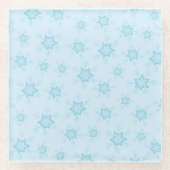 Schneeflocken, Eisblau, Eisschneeflocken, Schnee Glasuntersetzer (Vorderseite)