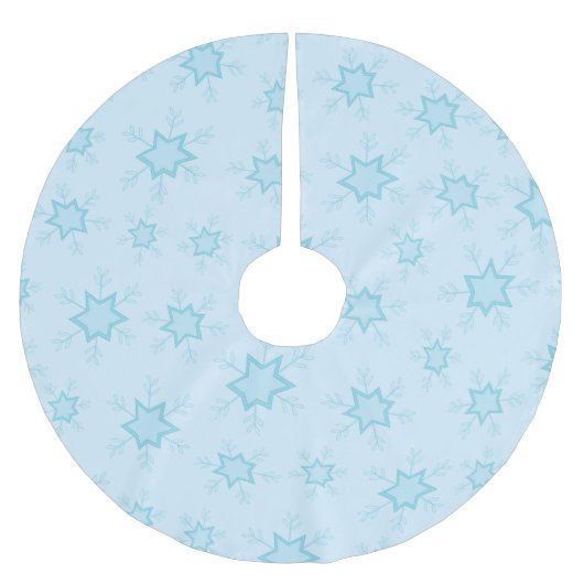 Schneeflocken, Eisblau, Eisschneeflocken, Schnee Polyester Weihnachtsbaumdecke (Vorderseite)