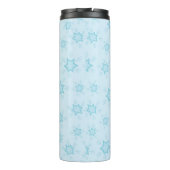 Schneeflocken, Eisblau, Eisschneeflocken, Schnee Thermosbecher (Rückseite)