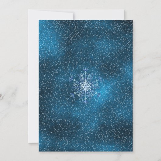 Schneeflocken elegante marineblaue Winter rustikal Einladung (Rückseite)