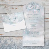 Schneeflocken Elegante Script Winter Wedding All In One Einladung