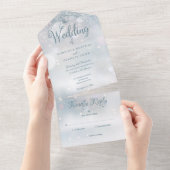 Schneeflocken Elegante Script Winter Wedding All In One Einladung (Abreißen)