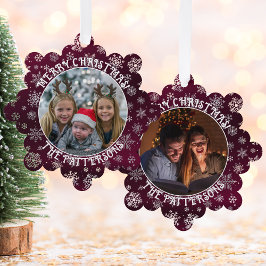 Schneeflocken Familienrotes Foto Ornament Card Karte