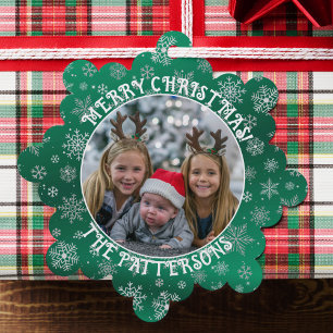 Schneeflocken Family Foto Grünbuch Ornament Card