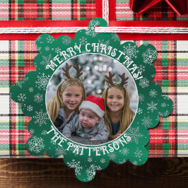 Schneeflocken Family Foto Grünbuch Ornament Card Karte
