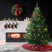 Schneeflocken Fest Rotes Weihnachtsmuster Polyester Weihnachtsbaumdecke