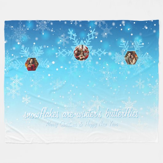 Schneeflocken Fleecedecke (Vorderseite (Horizontal))