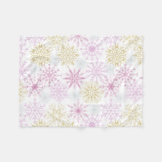 Schneeflocken Fleecedecke (Vorderseite (Horizontal))