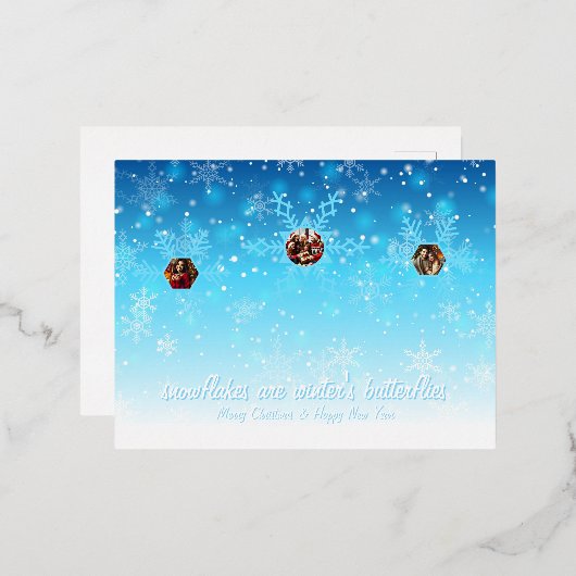 Schneeflocken Folien Feiertagspostkarte (Vorderseite/Rückseite)