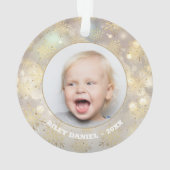 Schneeflocken-Foto Acrylic Ornament (Rückseite)