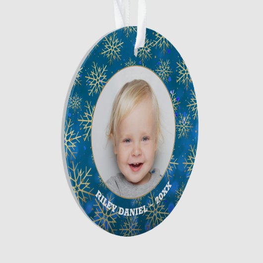 Schneeflocken-Foto Acrylic Ornament (Vorderseite)