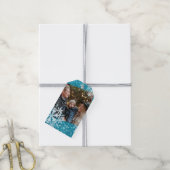 Schneeflocken Foto Aqua Geschenkanhänger (Mit Garn)