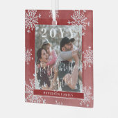 Schneeflocken-Foto personalisiert Ornament Aus Glas (Vorderseite links)