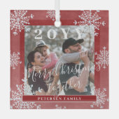 Schneeflocken-Foto personalisiert Ornament Aus Glas (Vorderseite)