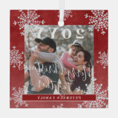 Schneeflocken-Foto personalisiert Ornament Aus Glas (Rückseite)