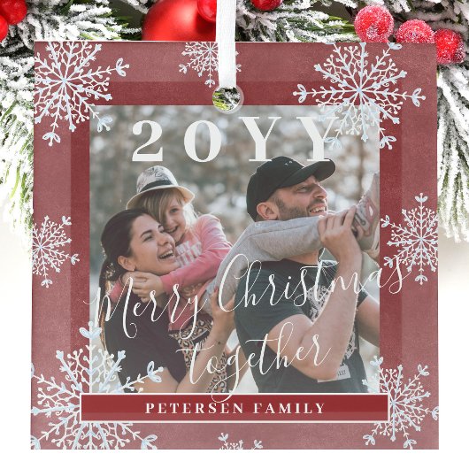 Schneeflocken-Foto personalisiert Ornament Aus Glas