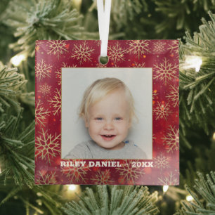 Schneeflocken Foto Red Ornament Aus Glas