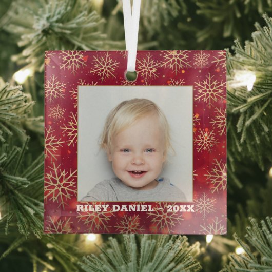 Schneeflocken Foto Red Ornament Aus Glas (Insitu)