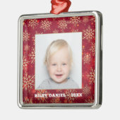 Schneeflocken Foto Red Ornament Aus Metall (Links)