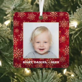 Schneeflocken Foto Red Ornament Aus Metall