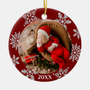 Schneeflocken-Foto-Weihnachtsbaumanhänger Keramik Ornament